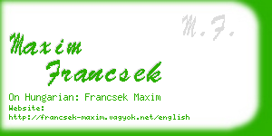 maxim francsek business card